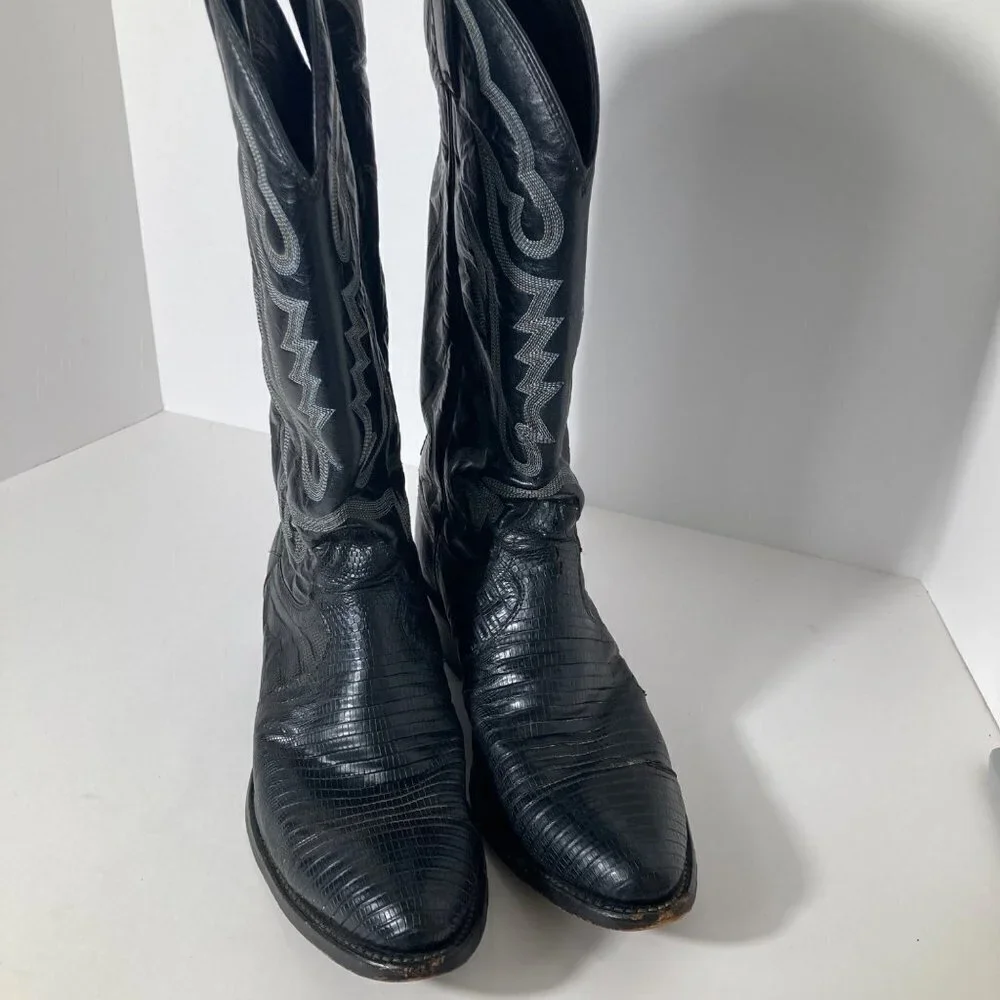 Mens Justin Lizard‎ Exotic Cowboy Boots Style 8313 Black 8D